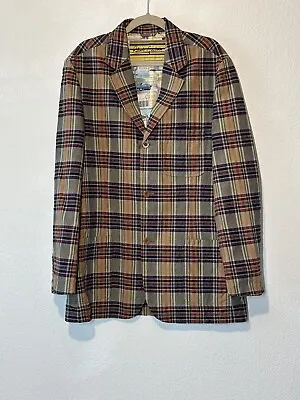 Robert Graham Mens Sz Large Madras Plaid Blazer Sport Jacket 3 Button Pockets • $50