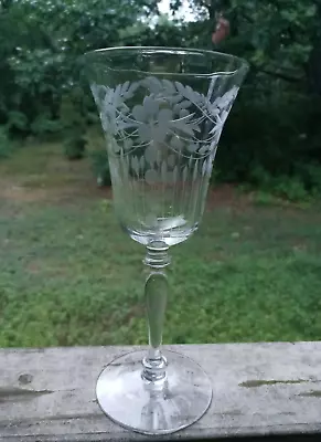 Vintage Etched Crystal Stemware Wine Glass - Set Of 5 • $64.50