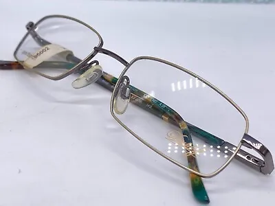 Davidoff Eyeglasses Frames Men Rectangular Gold Silver Green Titan 95002 Large • $73.81
