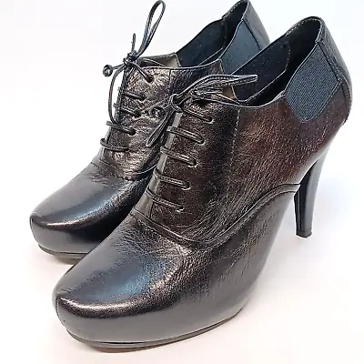 Me Too Lisbon Bootie Laced Black Leather Women's Size 9M Heels Shoes • $28