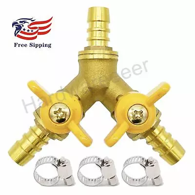  3 Way Shut-Off Valve 3/8  Hose Barb 2 Switch Y Shape Ball Valve Water/Fuel/Air • $13.99