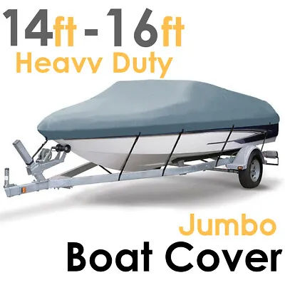 £23.59 • Buy 14-16ft Waterproof 210D Boat Cover V-Hull Fish Ski Speedboat Heavy Duty Marine