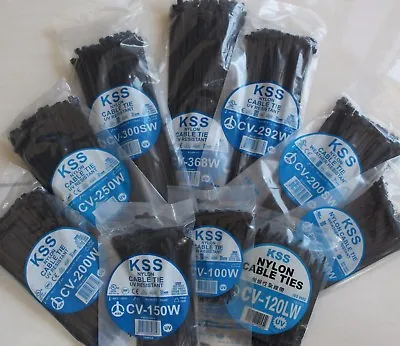 1000 X Black Nylon Zip Cable Ties UV Resistant KSS QUALITY Assorted All Size Kit • $85.60