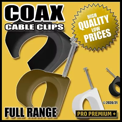 £4.49 • Buy COAXIAL Cable Clips Plastic Nail Tacks For TV Aerial Satellite CCTV COAX Leads