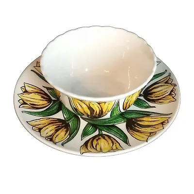 1991 Delft WestRaven Hand Painted 9” Yellow Tulips Serving Plate & Bowl Holland • $30