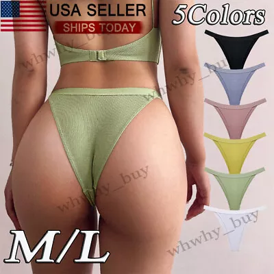 $7.24 • Buy Sexy Women Lingeries G-string Thong V Back Underwear Ribbed Brief Knicker Bikini