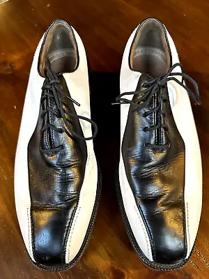 Footjoy Icon Black And White Two Tone Leather Golf Shoes Sz 10 Wide 52187 • $39.99