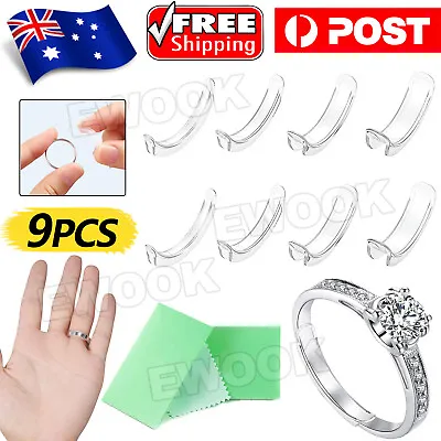 9Pcs/Set Invisible Clear Ring Size Adjuster Resizer Loose Rings Guard Reducer • $4.45