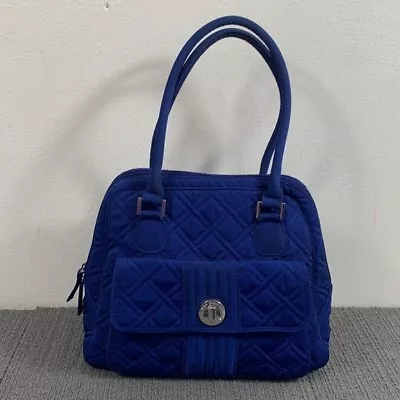 Vera Bradley Turnlock Satchel Womens Large Royal Blue Quilted Shoulder Bag Purse • $23.99