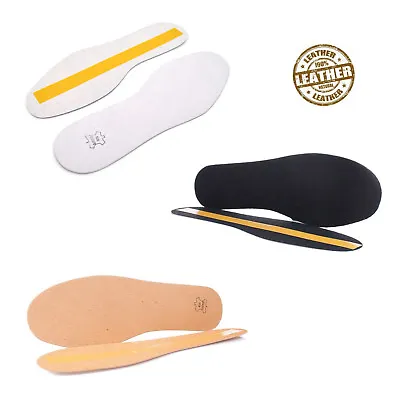 Real Thin Leather Shoe Insoles Self-adhesive Inner Sole All Size Ladies Mens • £3.98