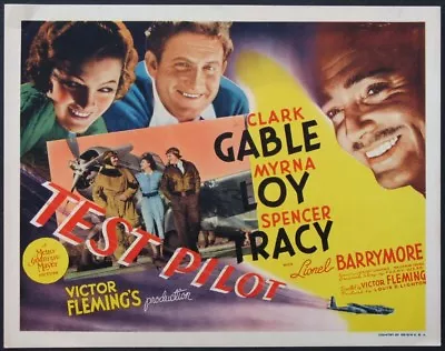 Test Pilot Clark Gable Myrna Loy Spencer Tracy 1938 Title Card  • $675