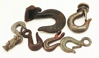 Vtg Rusty Industrial Steam Punk Farm Lifting Log Chain Hook Tool Lot • $24.99