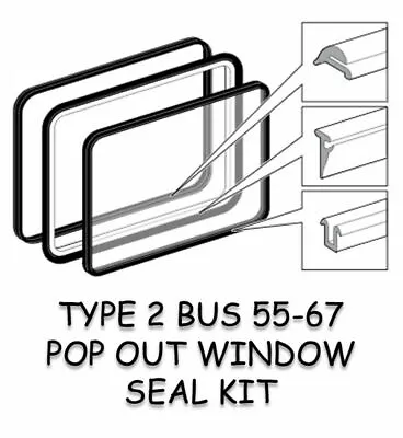 3PC SIDE POP OUT WINDOW SEAL KIT TYPE 2 BUS 55-67 KOMBI MICROBUS Transporter • $16.95