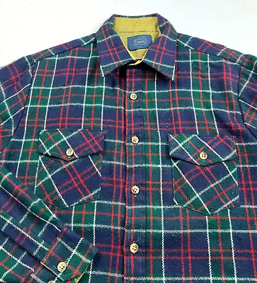 Vintage Sears Flannel Shirt Long Sleeve Multicolor Plaid Men's M • $24.99