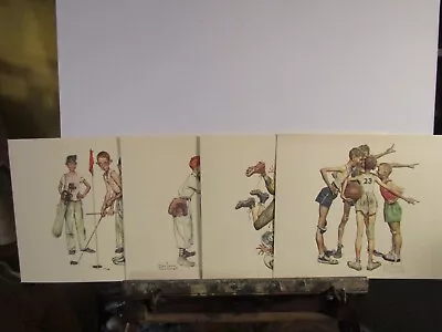 Vtg Norman Rockwell Lot Of 4  Sporting Boys  Embossed Prints Brown & Bigelow • $20