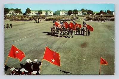 Postcard Marine Corps Recruit Depot Parris Island SC 1958 Cancel Uniform Flags • $7.88