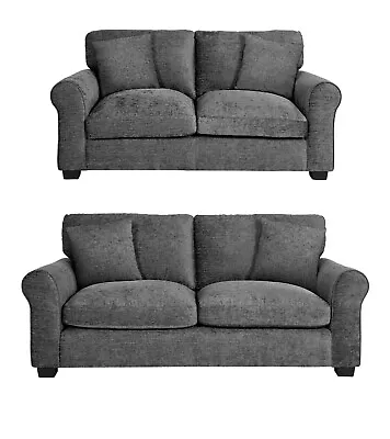 New Tammy 3 Seater & 2 Seater High Quality Fabric Sofa Set Charcoal • £519