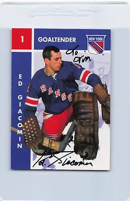 1995/96 Parkhurst #93 Ed Giacomin Rangers Signed Auto *J7891 • $5