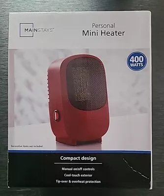 MAINSTAYS Personal Mini Electric Ceramic Heater 400W Indoor Compact 120V (RED) • $15