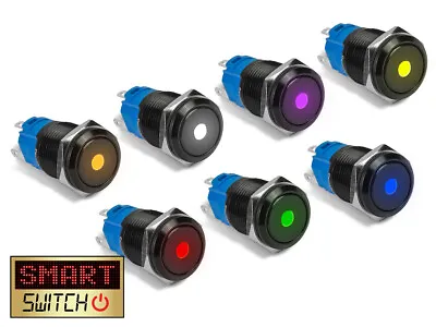 19mm Devil Eye® Dot SPST Black Aluminium Push Button LED Metal Switch DE19 • £3.99