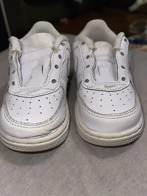 Nike Air Force One Toddler Size 5C Triple White Low Top Sneakers Shoes No Laces • $17