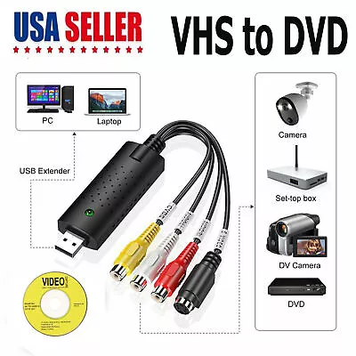 USB 2.0 Audio Video VHS VCR TV To DVD Converter Capture Card Device Adapter US • $6.99