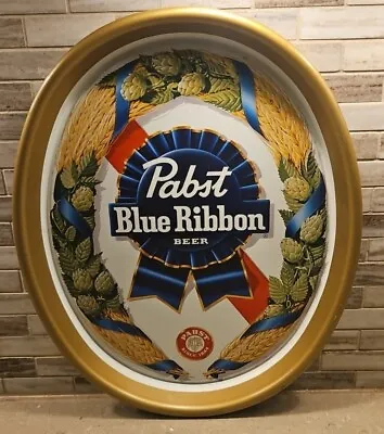 Vintage Pabst Blue Ribbon Oval Beer Tray Colorful Hops & Barley  • $27.99