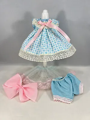 VINTAGE Blue Dress Fits Ginny Muffie & Others +Panties~Slip~Bow (No Doll) • $15