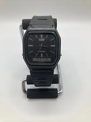 Vintage Casio AQ-8W Watch Analog Digital Watch Black Resin Band - Working • $29.99