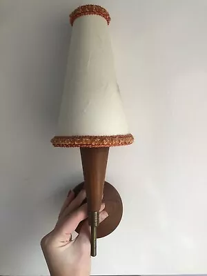 MAKE OFFER Mid Century Wall Light Teak Walnut Danish Vintage Retro 1960 70s Lamp • £30