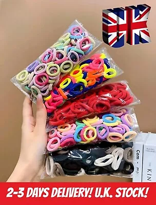 100 PCS Multipacks Hair Ties Elastic Bands Soft Durable Bobbles Pleats Braids UK • £2.29