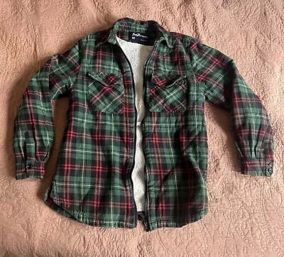 Vintage Plaid Flannel Sherpa Insulated Jacket Shirt Men’s M Coat Zip Up • $15