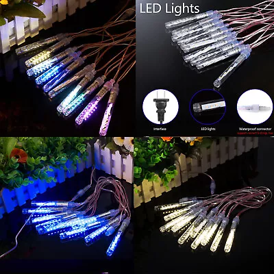 10 Cm 120 LED Lights Tube Meteor Shower Rain 10 Tube Xmas Snowfall Tree Outdoor • $12.93