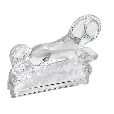 Vintage 1940's LE Smith Clear Glass Stallion Horse Bookend Figurine Home Decor • $34.99