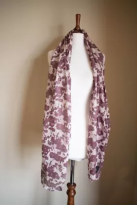 Puce Cream Japanese Floral Blossom Scarf 100% Cotton Womens Kushi BNWT 70 X20  • £3.99