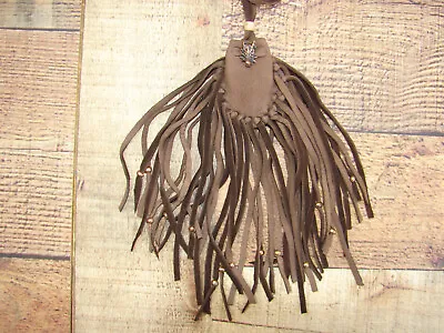 Native American Wolf Fringed Deerskin Leather Medicine Bag Necklace Pouch • $22.49