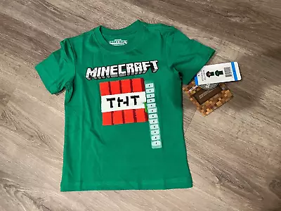 Minecraft TNT Block Flip Sequins Boys T-shirt Jelly Bean Green Size 4 6. 8 10 • $7.99