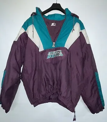 Vintage ‘90s Starter XXL Anaheim Mighty Ducks 1/4 Zip Pullover Jacket EUC. • $280