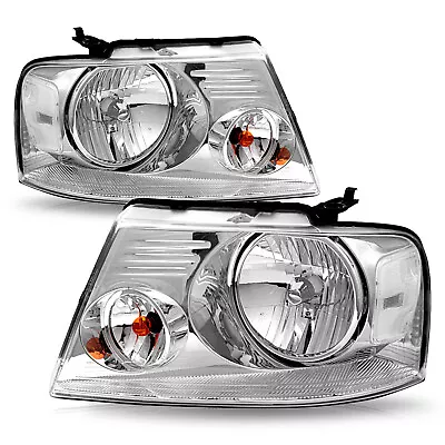 For 2004-2008 Ford F-150 F150 Pickup Chrome Housing Clear Corner Headlight Pair • $65.99