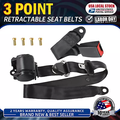 1set 3-Point Black Retractable Car Safety Seat Belt Lap Diagonal Belt For Trucks • $30.99