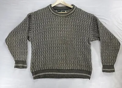 Vintage Orvis Fisherman Sweater Mens Medium Chunky Grid Knit Cotton Blend USA • $26.24