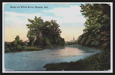 Nice Color MUNCIE INDIANA WHITE RIVER Delaware County Courthouse CT PHOTOCHROME • $14.99