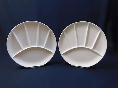 2 Vtg MID MOD White Ceramic Divided Sushi Or Fondue Plates Japan NOS • $15.95