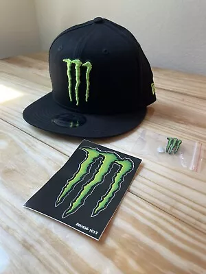 Monster Energy New Era Hat Pre- Owned Black + Sticker + Pin 9FIFTY SnapBack • $24.99