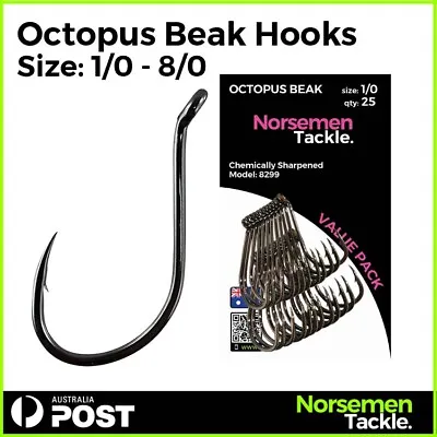 Octopus Beak Hooks Fishing Hooks Chemically Sharpened - Norsemen Tackle • $23.90