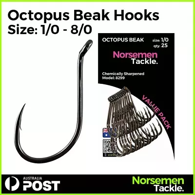 Octopus Beak Hooks Fishing Hooks Chemically Sharpened - Norsemen Tackle • $7.90