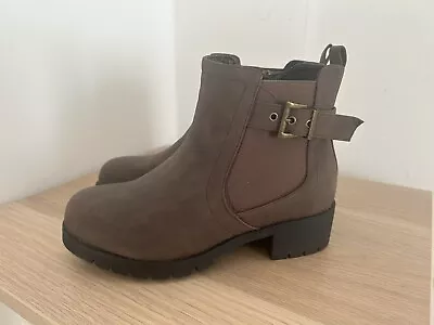Size 5.5 EEE Wide Fit Brown Ankle Boots From Yours Brand New Boho Biker Style • £29.99