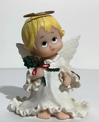 Holly Babies Blond Christmas Girl Angel Holding Holly Morehead Figurine • $5