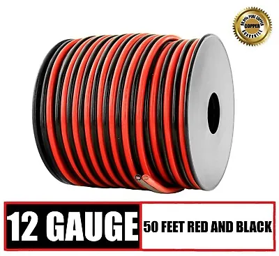 12 Gauge AWG OFC Speaker Cable Subwoofer Zip Power Wire - 50 Feet Red & Black • $40.95