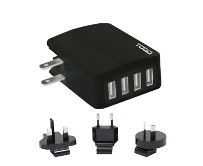 TODO 4 Port Usb Universal Travel Charger Adapter Fast Charge 2.4A Au Eu Uk Us... • $19.99